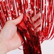 2-Piece Foil Fringe Curtain Red 3 x 8feet