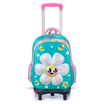 Nova Kids 3D School Bag w/Trolley - Daisy Green, 16.5