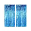 2-Piece Foil Metallic Tinsel Curtain Blue 6.56 x 3.28feet