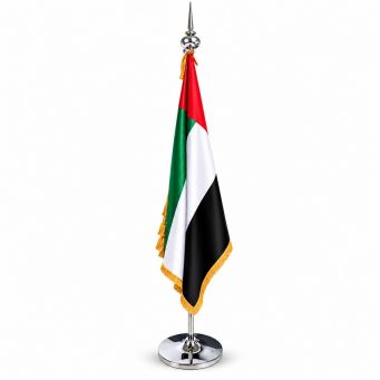 High Quality UAE National Flag Stand Gold / Silver - Polyester