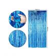2-Piece Foil Metallic Tinsel Curtain Blue 6.56 x 3.28feet