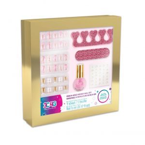 Pink & Gold Boxed Nail Set-Makeup