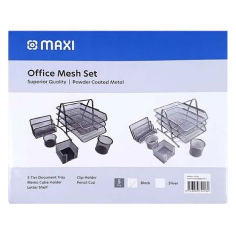 MAXI Mesh Executive "Desk Organizer" 5pc Set Black_1