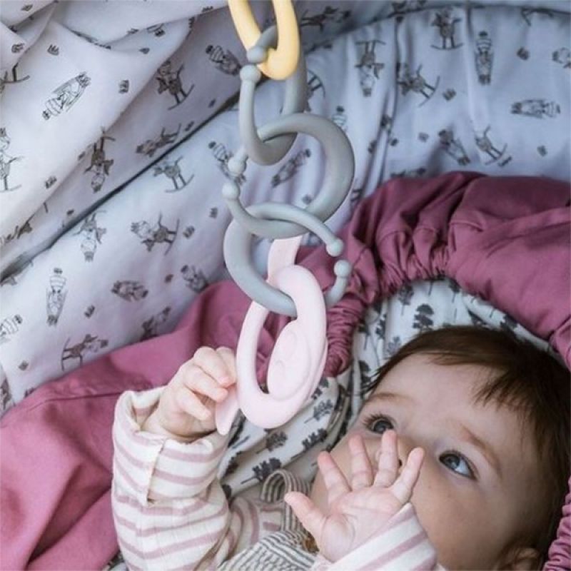 Bioplastic Tiny Teether Ring Chain - Coral
