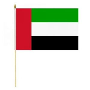 UAE National Hand Flag A5 Set Of 12 - Wooden Handle