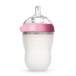 Comotomo Natural Feel Baby Bottle Single Pack - Pink & White