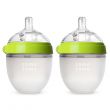 Comotomo Natural Feel Baby Bottle Double Pack - Green & White