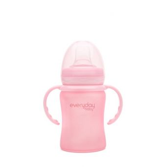 Everyday Baby Glass Sippy Cup Shatter Protected Rose Pink