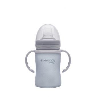 Everyday Baby Glass Sippy Cup Shatter Protected Quite Grey