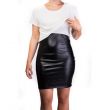 Mama Basic - Eco Leather Skirt Nursing Dress - Black And White