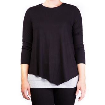 Mama Basic - Double Layer Maternity & Nursing Top - Black And Gray