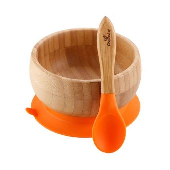 Avanchy Baby Bamboo Stay Put Suction BOWL + Spoon OG