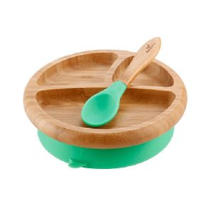 Avanchy Bamboo Suction Classic Plate + Spoon GN