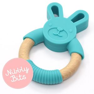 Nibbly Bits Bunny Teether Teal