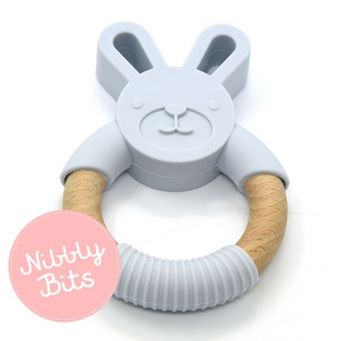 Nibbly Bits Bunny Teether Ice Blue