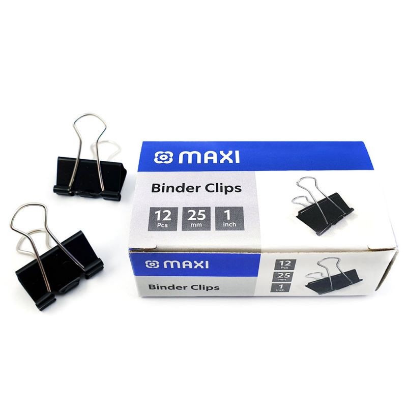 MAXI Binder Clip 25mm Box of 12pc Black 