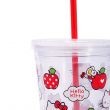 Hello Kitty Leak Proof Straw Cup, Clear, Apple KT Logo Printed 450ml