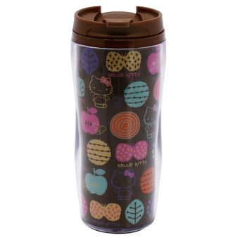 Hello Kitty Stainless Steel Tumbler, Travel Mug, Multilogo, Brown 350 Ml