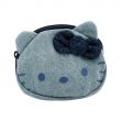 Hello Kitty D-Cut Zip Closure, Denim Coin Purse, Travel Purse, Light Blue