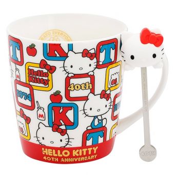Hello Kitty 40th Anniversary Mug With Stirrer, White, 420 Ml