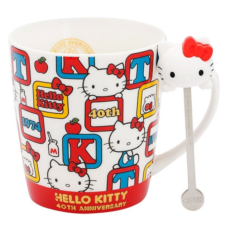 Hello Kitty 40th Anniversary Mug With Stirrer, White, 420 Ml