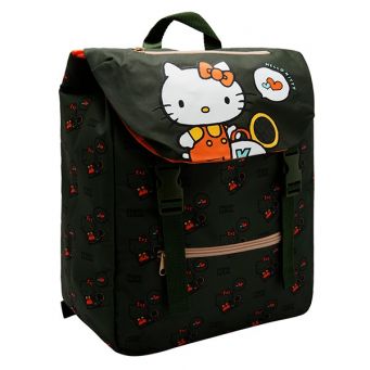 Hello Kitty Printed Buckle Closure Backpack, School Bag, Green