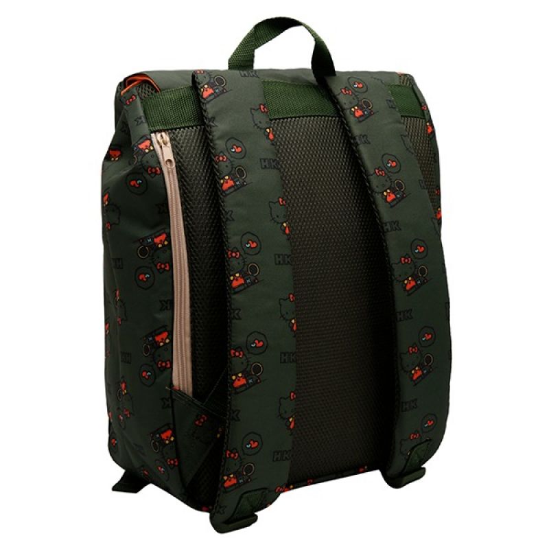 Hello Kitty Printed Buckle Closure Backpack, School Bag, Green