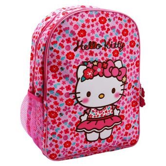  Hello Kitty Froral Printed Zip Closure Backpack, School Bag, Pink