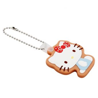 Hello Kitty Cookie Keychain, Rubberised Character, Brown