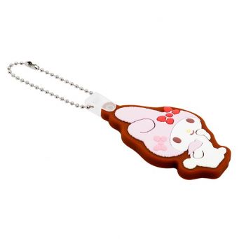 Hello Kitty Cookie Keychain, Rubberised Character Girl, Brown