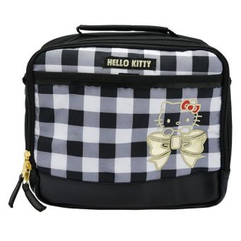 Hello Kitty Checks Pattern Insulated Lunch Bag, Black