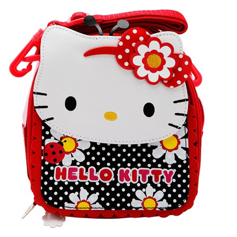 Hello Kitty Zip Closure Lunch Bag, Insulated, Red