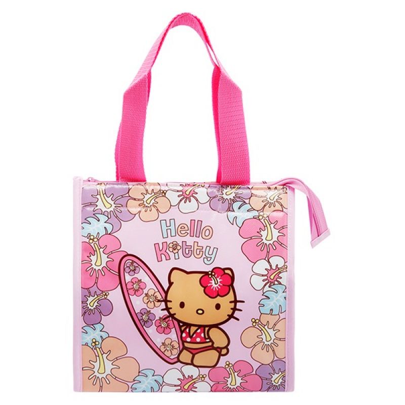 Hello Kitty Insulted Zip Closure Lunch Bag, Floral, Pink