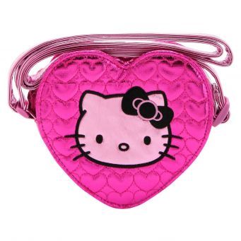 Hello Kitty Heart Shape Zip Closure Shoulder Bag, Travel Bag, Glowing, Pink