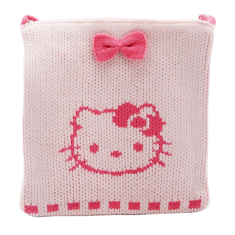 Hello Kitty Ribbon Zip Closure Shoulder Bag, Soft Woven, Pink