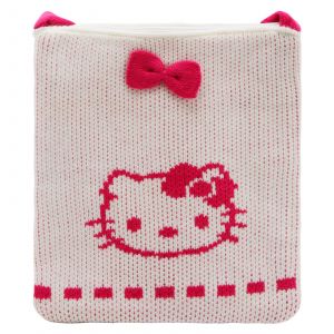 Hello Kitty Ribbon Zip Closure Shoulder Bag, Soft Woven, White