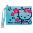 Hello Kitty Pile Flat Pouch, Soft Woven, iPad Mini Case, Travel Pouch, Cyan