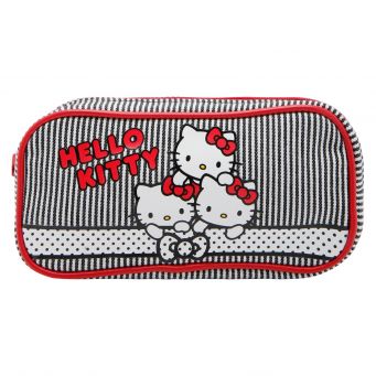 Hello Kitty Triple Pen Case, Pencil Case, Travel Pouch, Blue