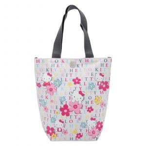 Hello Kitty Travel Flower Printed, Floral Mini Tote Bag, Small, White