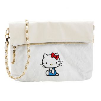 Hello Kitty Zip Closure Shoulder Bag, Handbag, White