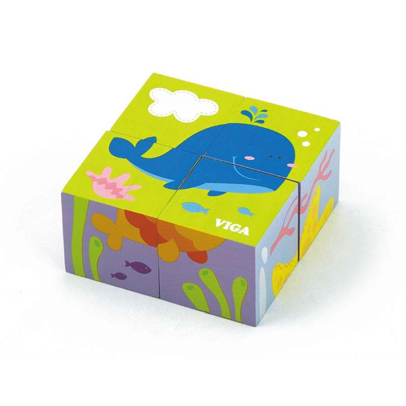 4pcs 6-Side Cube Puzzle - Sea