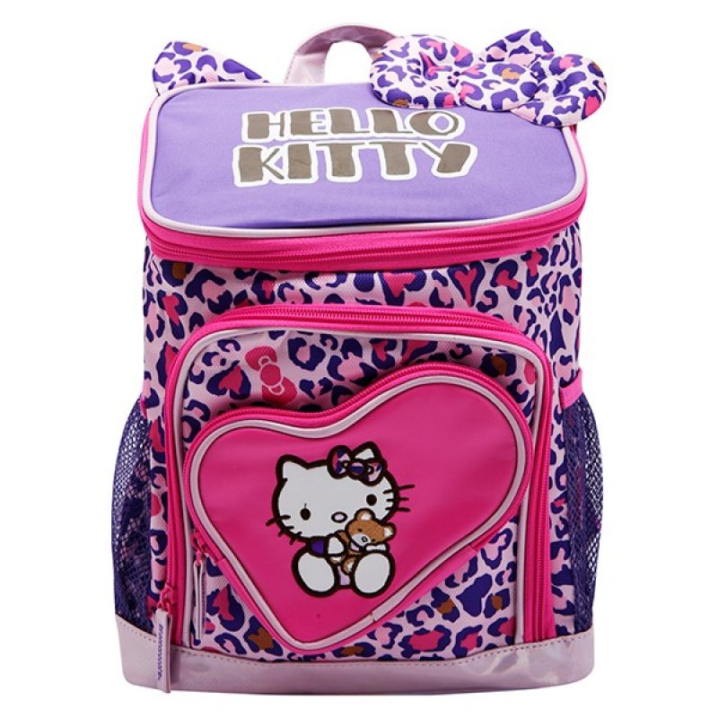 Hello Kitty Leopard Printed Petite Backpack, School Bag, Glowing, Small, Purple