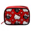 Hello Kitty Top Zip Closure Ribbon Pouch, Travel Pouch, Accessories Pouch, Red