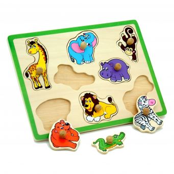 Wooden Flat Puzzle - 8 Wild Animals
