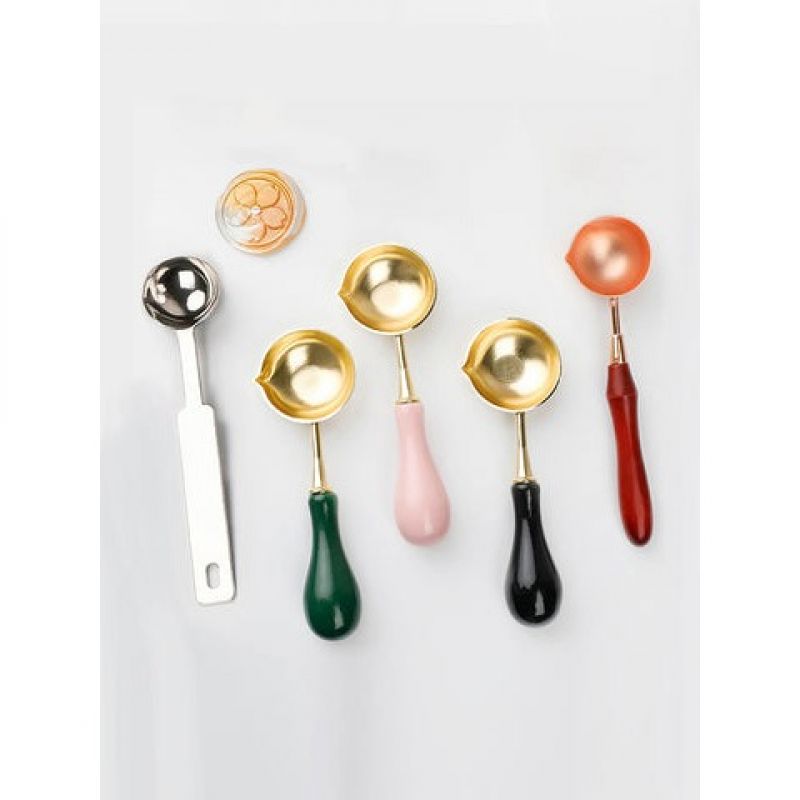 Colorful Sealing Wax Melting Spoon with Wood Handle