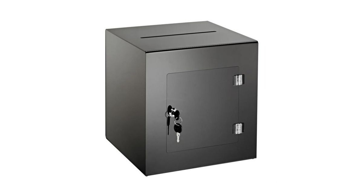 Black Acrylic Raffle Draw Box 30x30x30cm | Lucky Draw & Ballot Box with ...