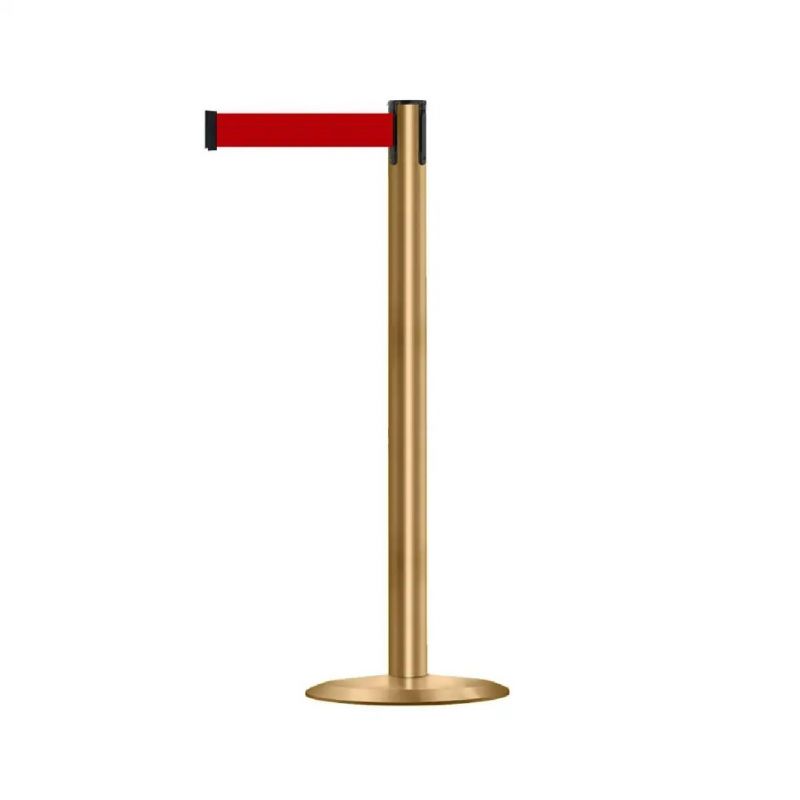  Red Retractable Belt Golden Pole Queue Stand