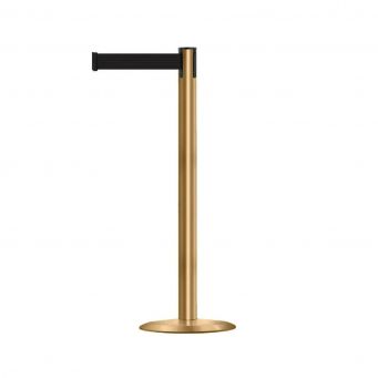  Black Retractable Belt Golden Pole Queue Stand