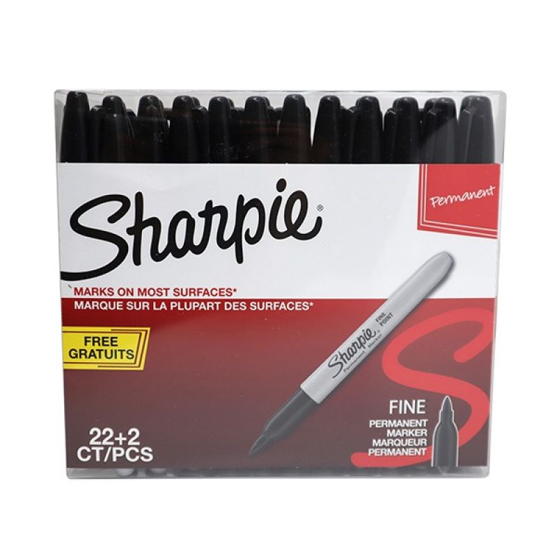 Sharpie P.Marker Fine Black Pac 24pcs
