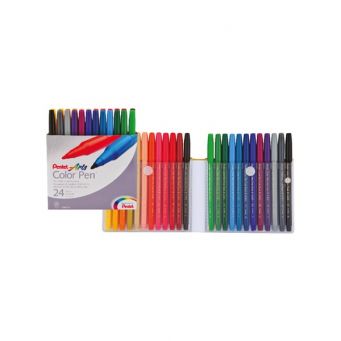 Pentel Color Pens Fibre Tip Set=24Col